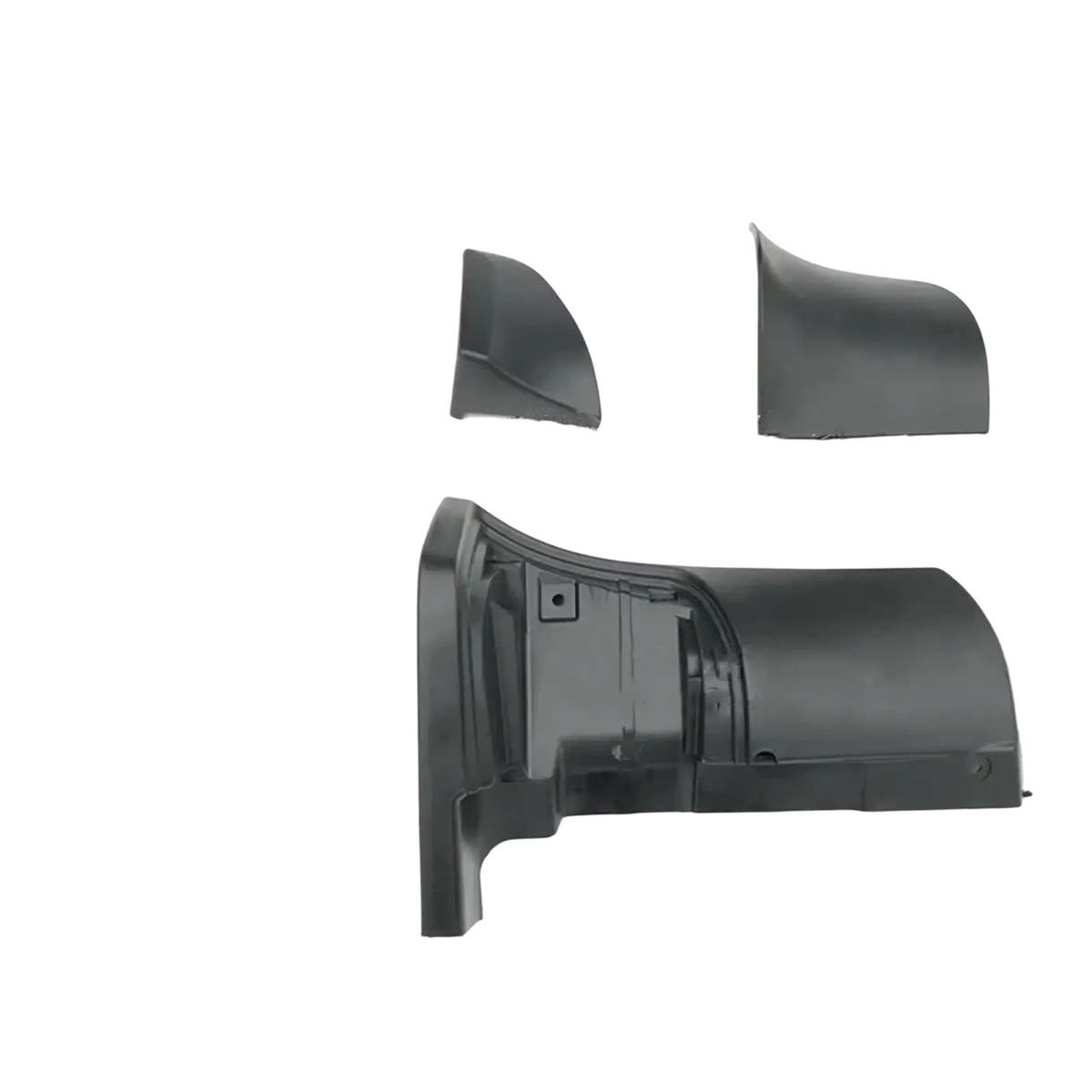 Black plastic Porsche Cayenne 2007-2010 side skirt protector with molded contours and mounting tabs shown from back side