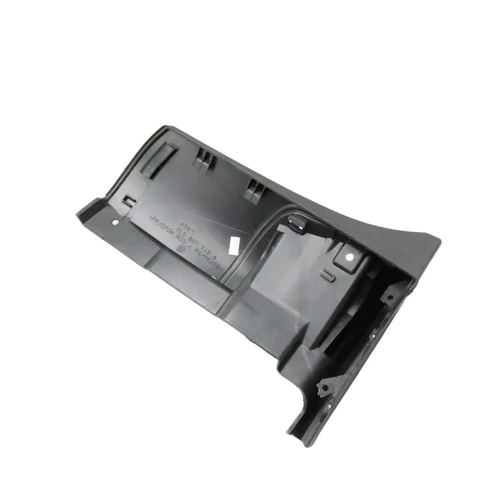 Black plastic molded fender trim panel with mounting holes for porsche cayenne 2007-2010 shown from back side