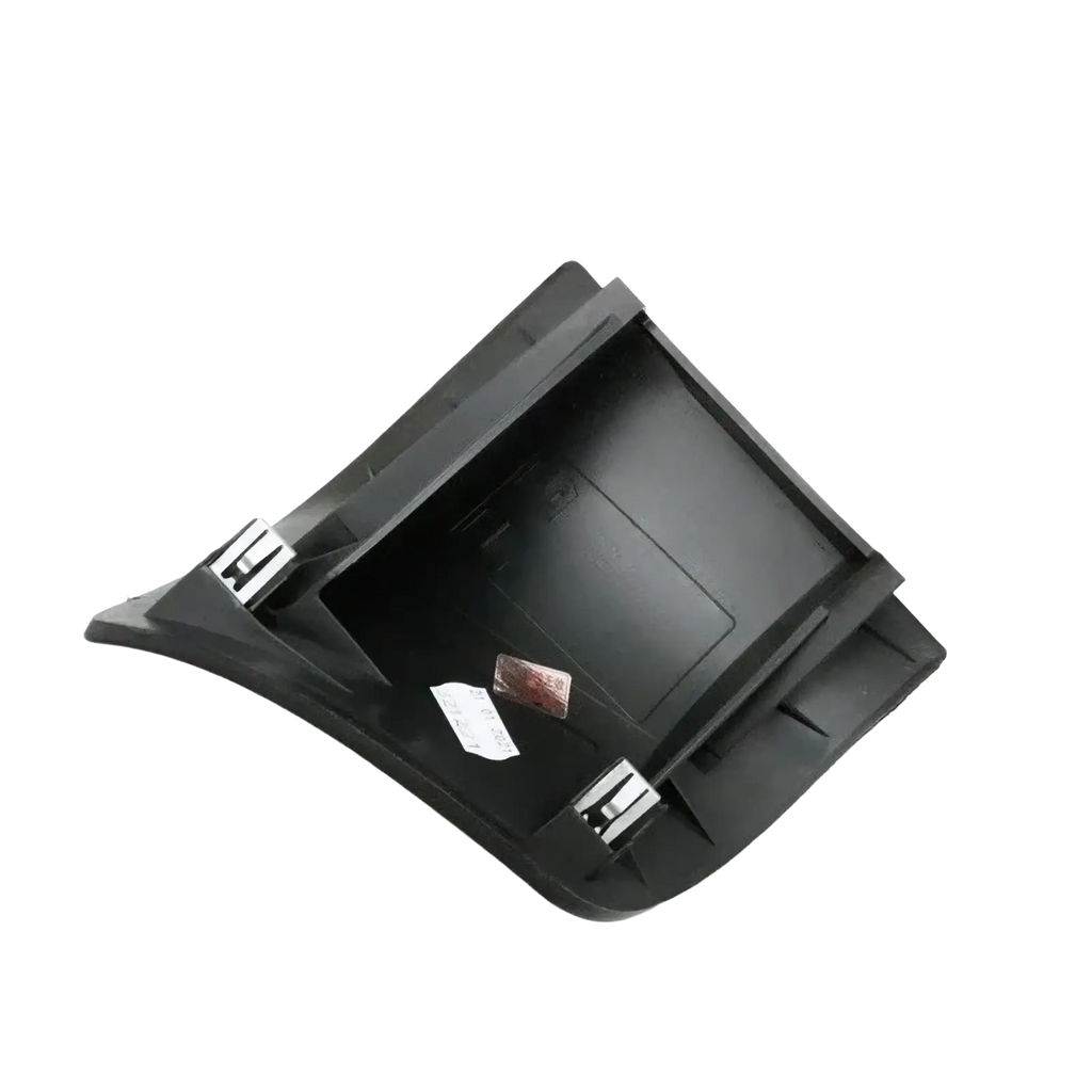 Black plastic armrest tray with silver metal clips for porsche cayenne fender trim 2007-2010 back side view
