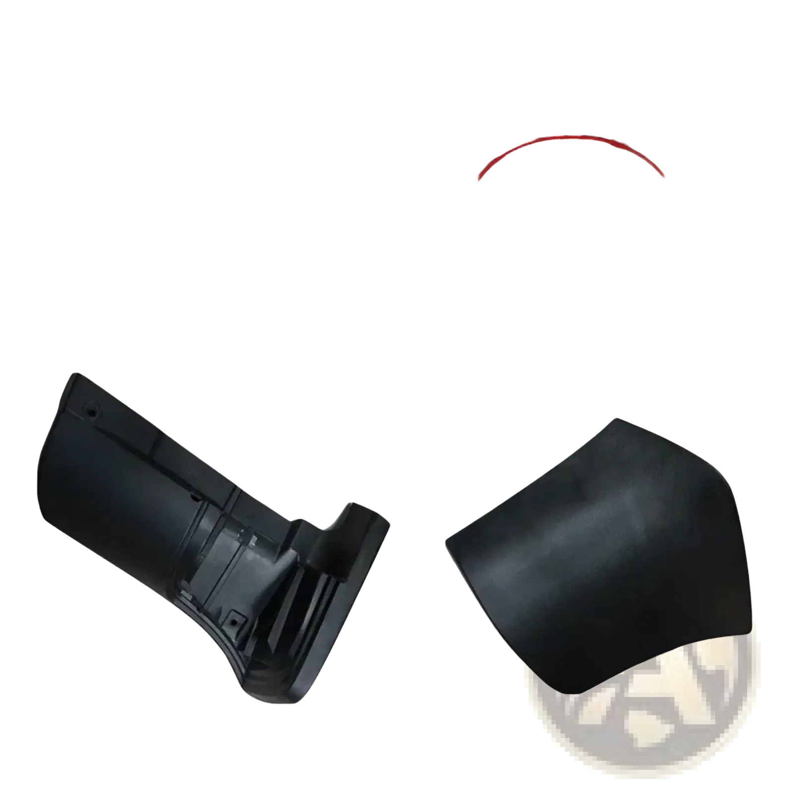 Black plastic side skirt trim for Porsche Cayenne 2007-2010 fender trim shown from the back side