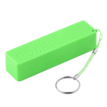 Bright green rectangular portable 18650 battery power bank with keychain loop and braided cord dc5v 1000ma micro usb