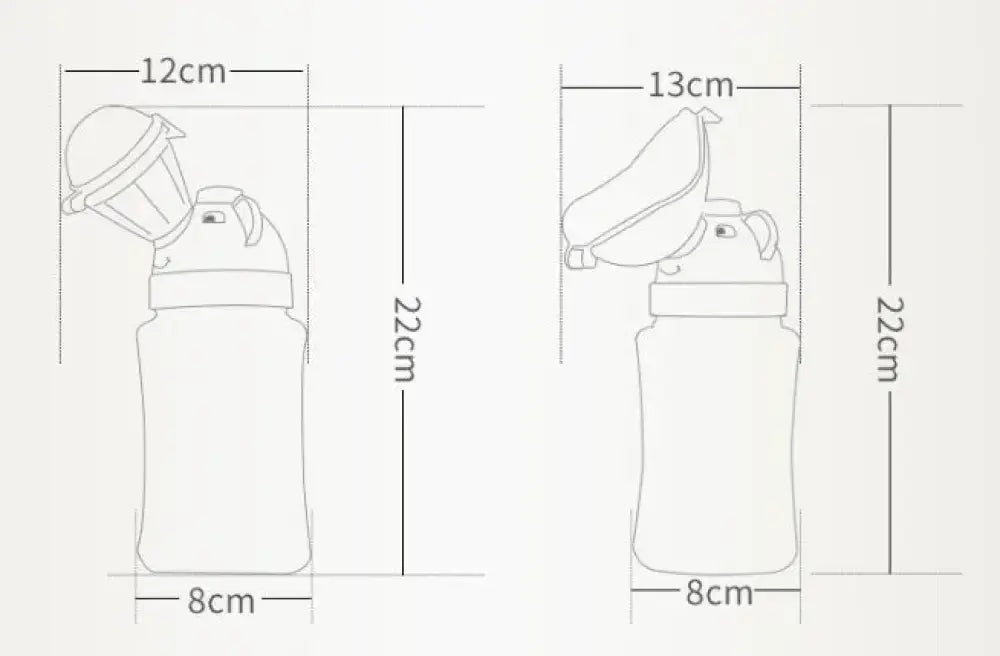 Two technical drawings of an ergonomic portable toddler training potty with non slip base showing labeled dimensions