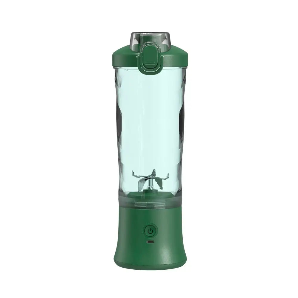 Arbaglobal portable green handheld personal smoothie blender with transparent body and metallic 6-blade assembly