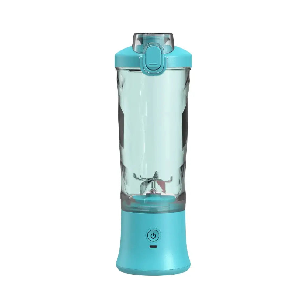 Arbaglobal portable 6-blade personal smoothie blender in sleek turquoise with transparent body and lid with handle