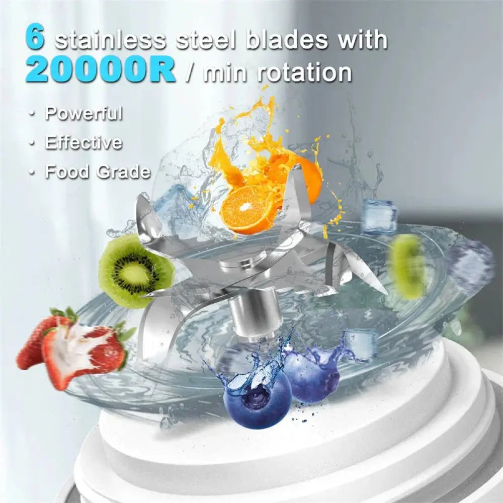 Silver stainless steel blade assembly with six sharp curved blades for high-speed food processing in Arbaglobal blender