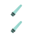 Pair of mint green plastic portable bottle bidet nozzles with black rubber gaskets and perforated tops in 3-pack
