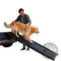 Black textured foldable portable dog ramp for car suv and truck with 250 lbs capacity shown from the back side
