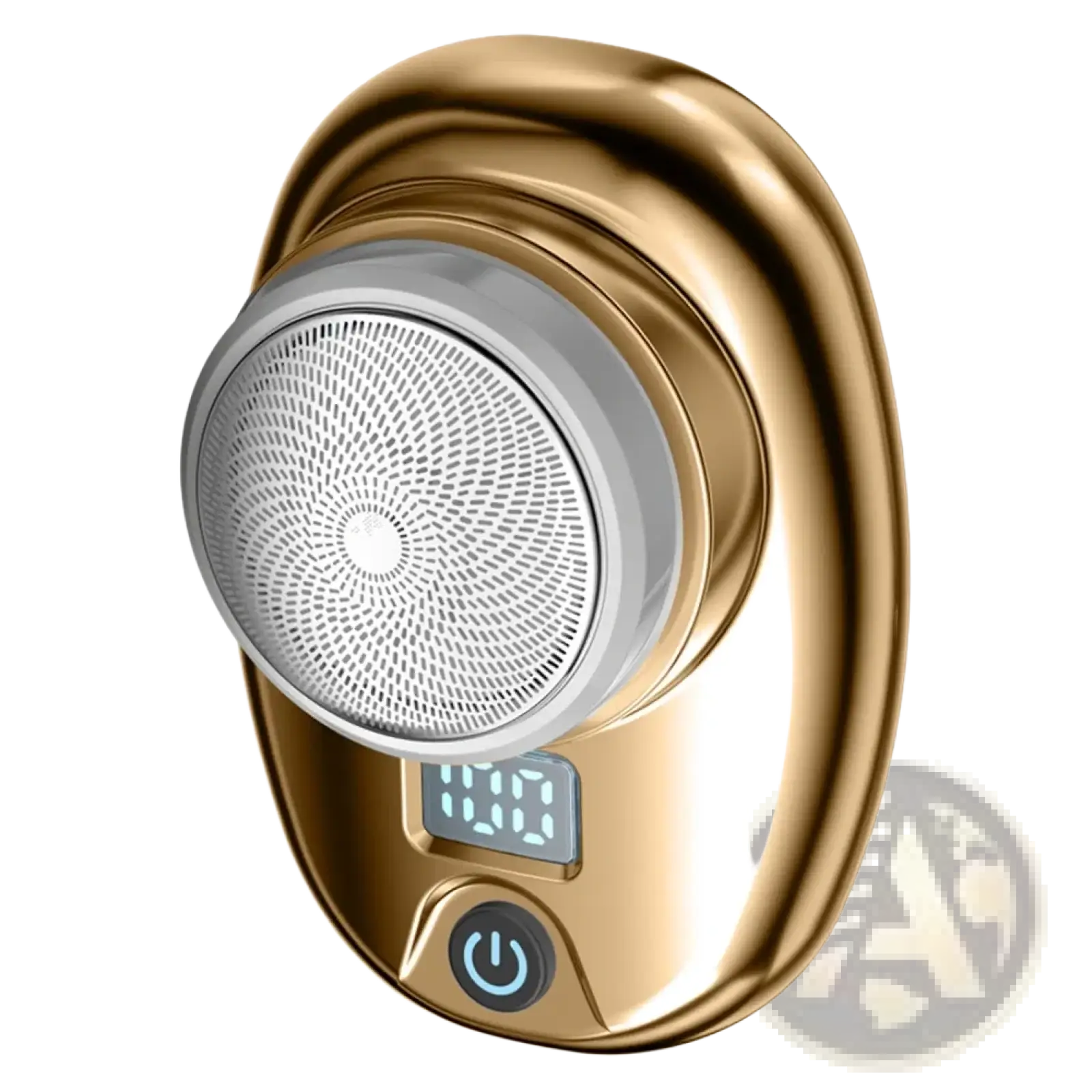 Gold-colored portable electric shaver with silver mesh head and led digital display type c razor for men