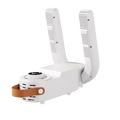 White plastic and leather strap portable electric shoe dryer with two adjustable heating arms for efficient drying