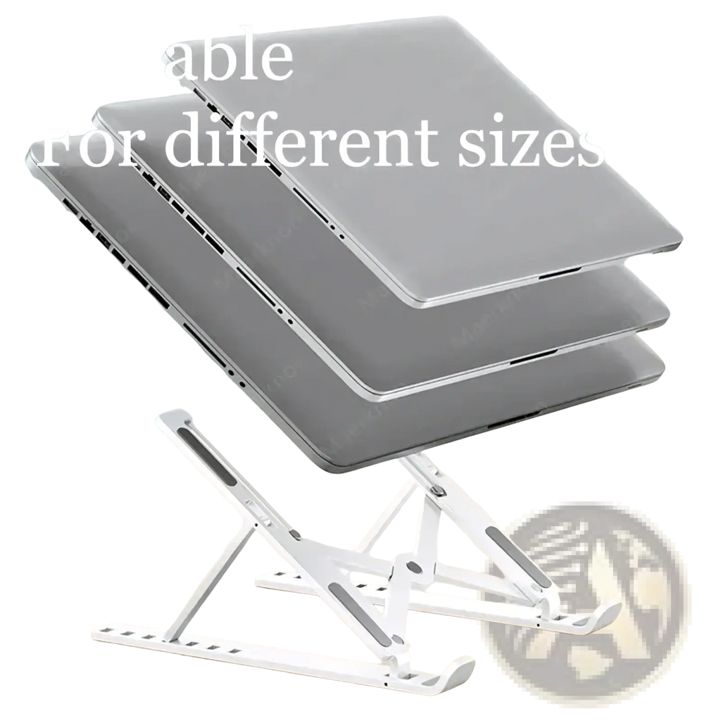 Silver portable foldable laptop stand adjustable abs holder with adjustable foldable design for various laptop sizes