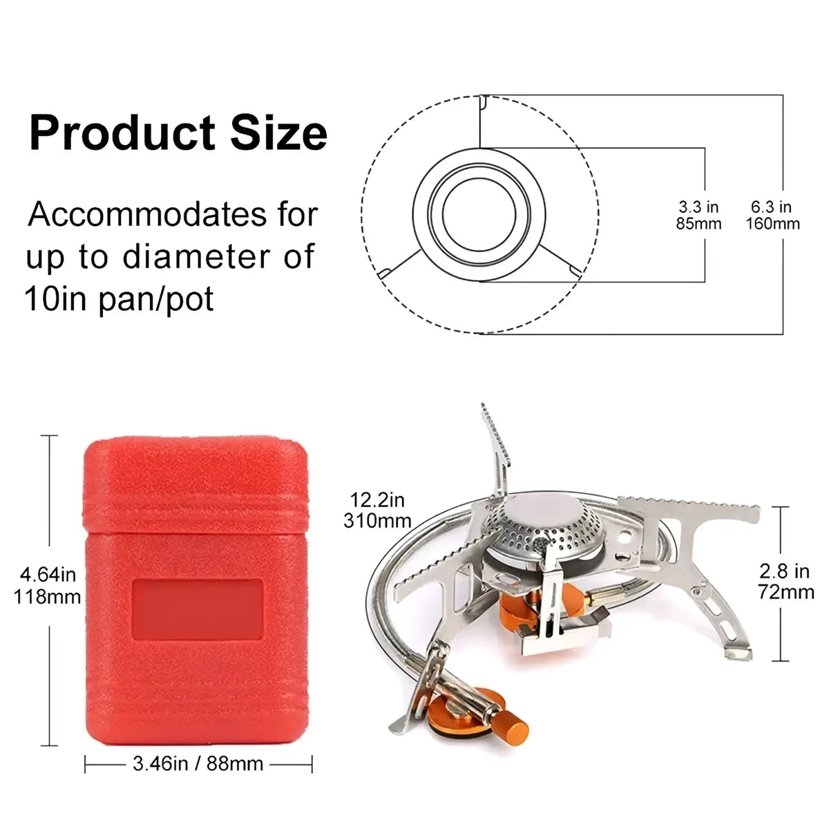 Red silicone carrying case for a portable folding camping gas stove 3500w designed for outdoor use