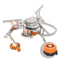 Portable folding camping gas stove 3500w silver and orange with foldable metal frame and flexible gas hose