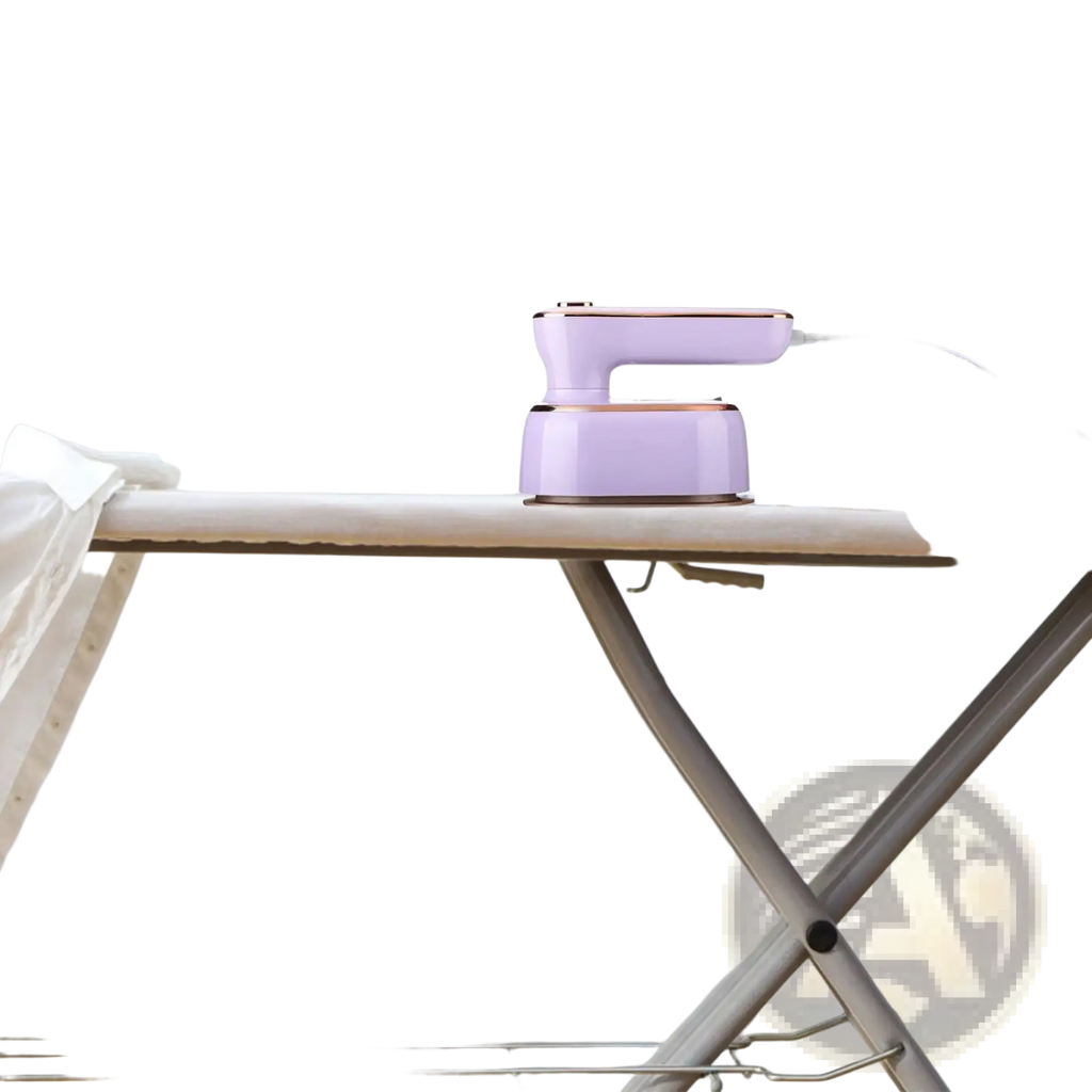 A sleek lavender portable handheld steamer with rose gold accent 1000w travel garment iron
