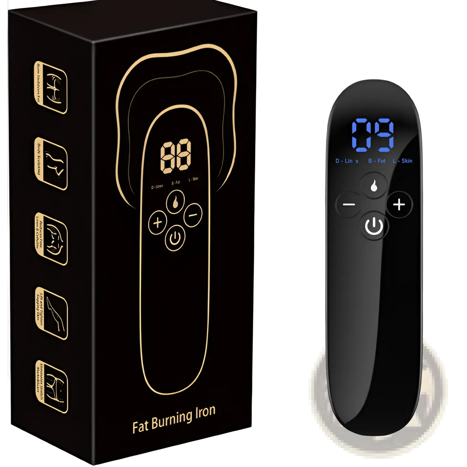 Black portable infrared led slimming handheld fat burning device with digital display and control buttons