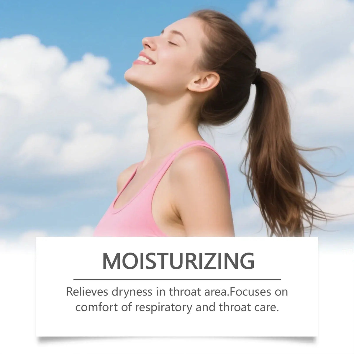 Pink portable lung spray bottle tank top designed for moisturizing care and easy use on the go
