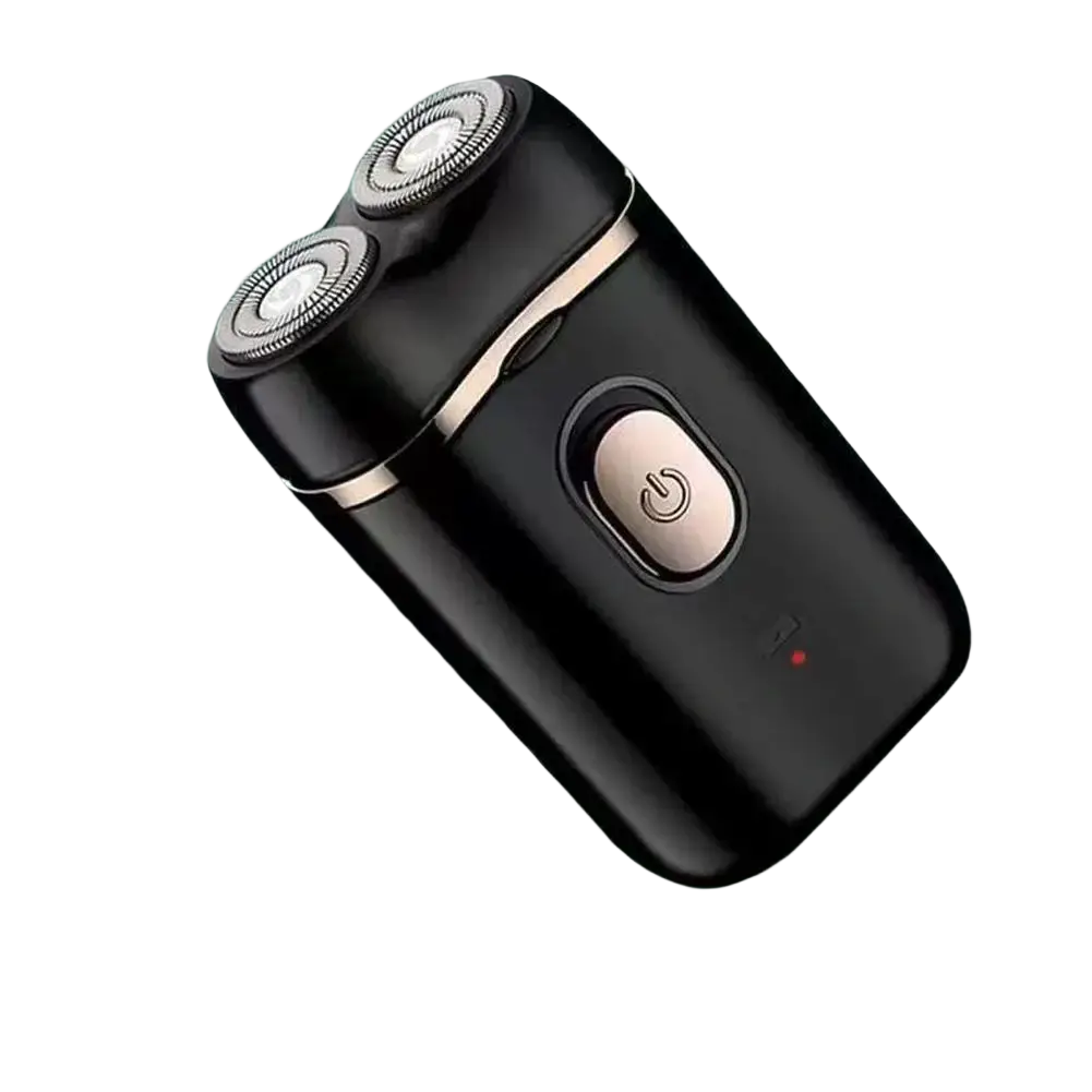 Black portable mini electric shaver for men with two circular heads usb rechargeable german steel blades