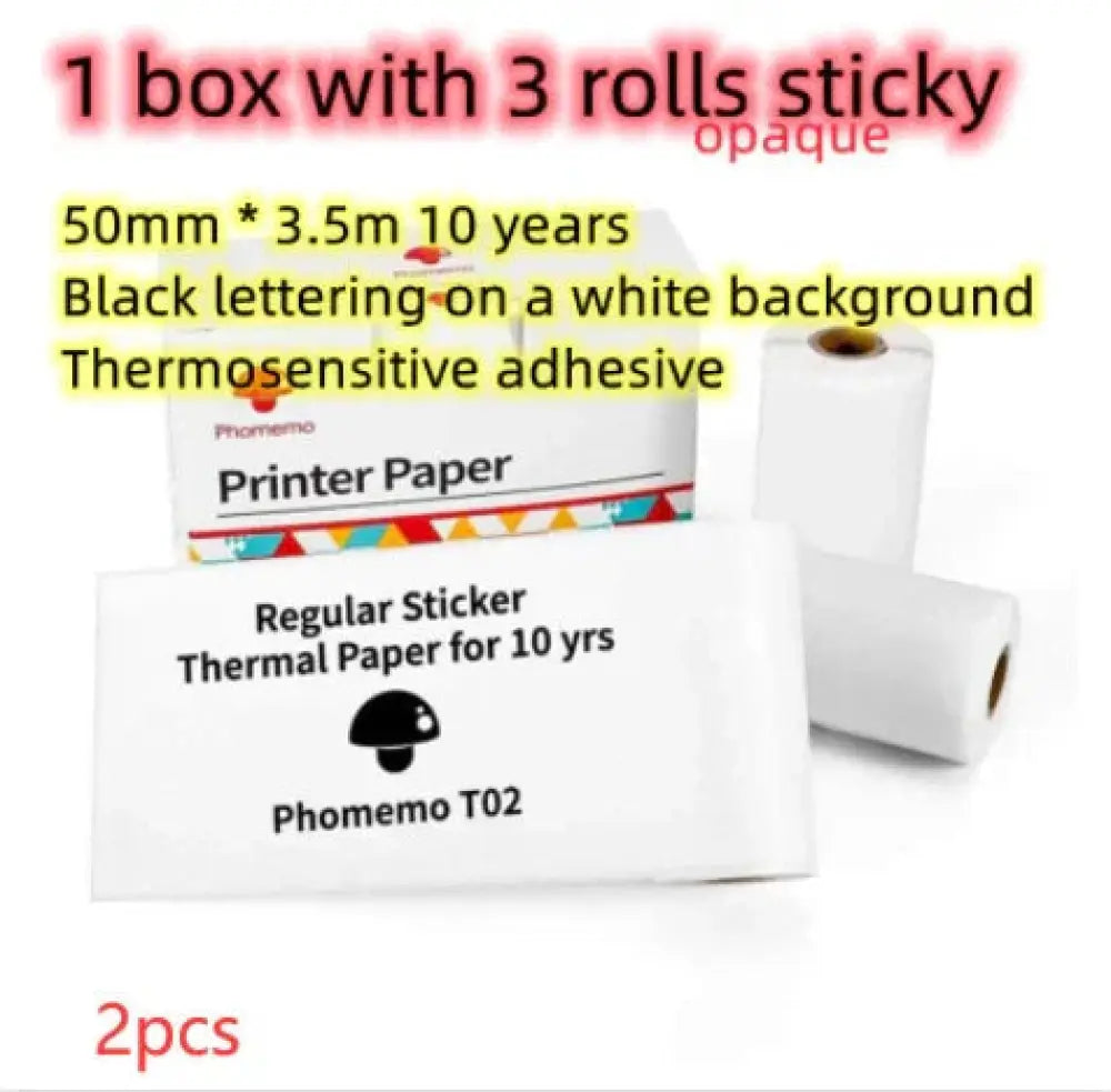 White thermal paper rolls with black mushroom stickers for phomemo t02 portable bluetooth mini thermal printer