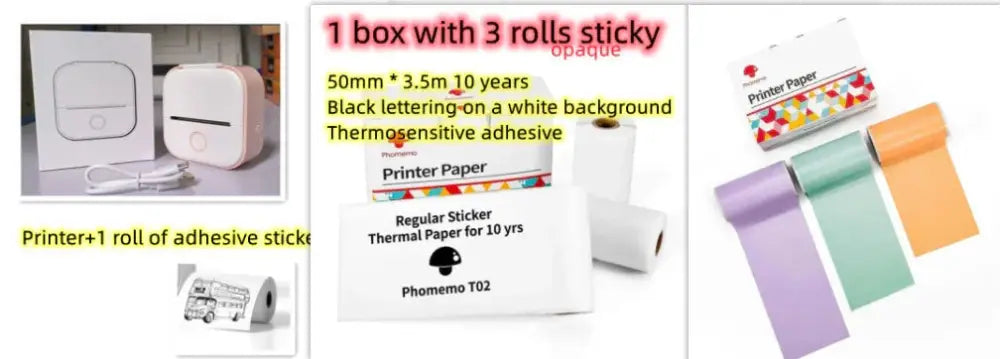 White rectangular portable bluetooth mini thermal label and photo printer with rounded edges and small front button