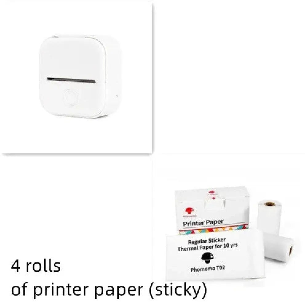 White compact portable bluetooth mini thermal label and photo printer with rounded edges and horizontal paper slot