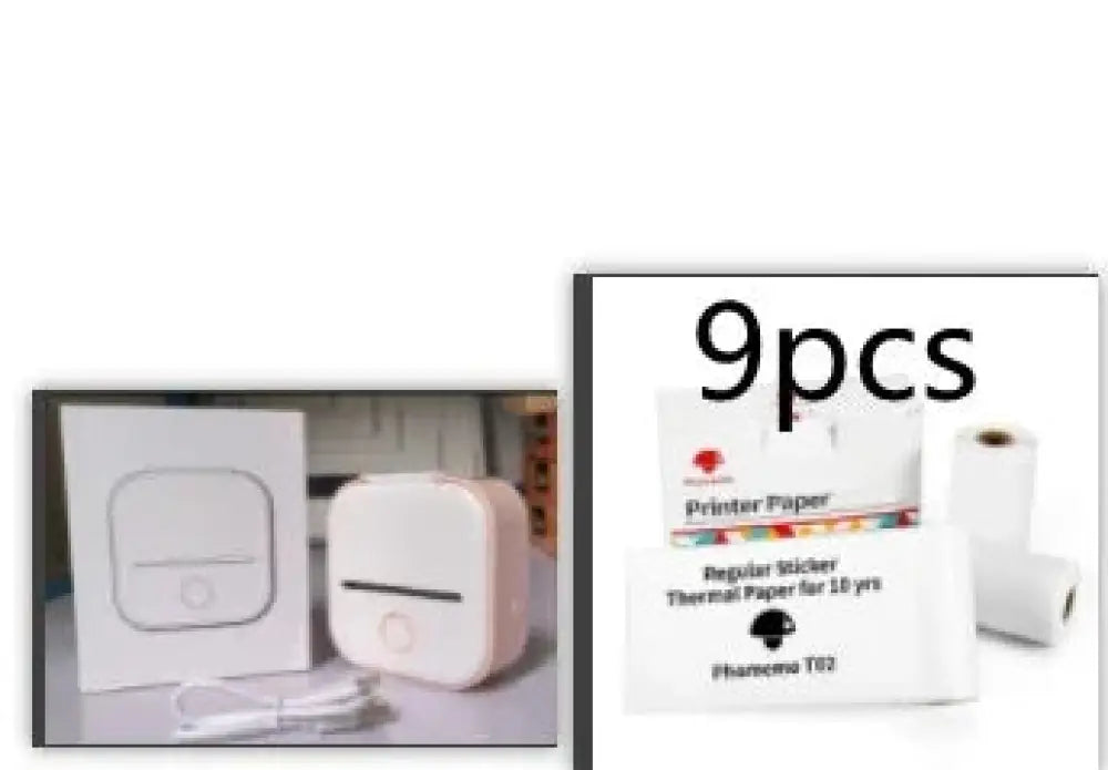 White compact portable Bluetooth mini thermal label and photo printer with rounded edges and a circular front button