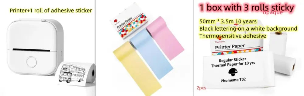 White compact portable bluetooth mini thermal label and photo printer with rounded edges and circular front button