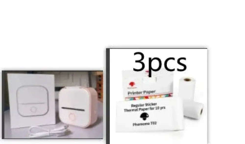 White compact portable bluetooth mini thermal label and photo printer with rounded edges and a circular front button