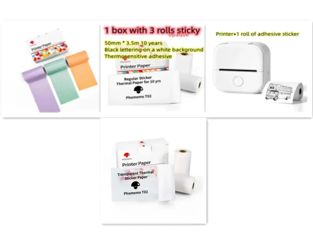 White compact portable bluetooth mini thermal label and photo printer with circular button and adhesive sticker slot