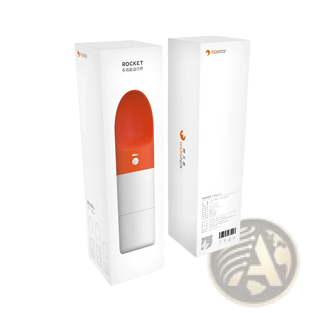 Orange and white rocket multifunctional travel cup in sleek modern packaging for portable pet water bottle outdoor walks