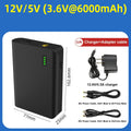 Black rectangular portable power bank 12v lithium battery pack with green led battery indicator and input output ports
