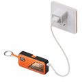 Portable power bank 5000mah orange and black capsule with digital display and type-c fast charging keychain loop