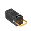 Black portable power bank 60000mAh 120w fast charging with orange strap micro input and digital 5v2a display battery level
