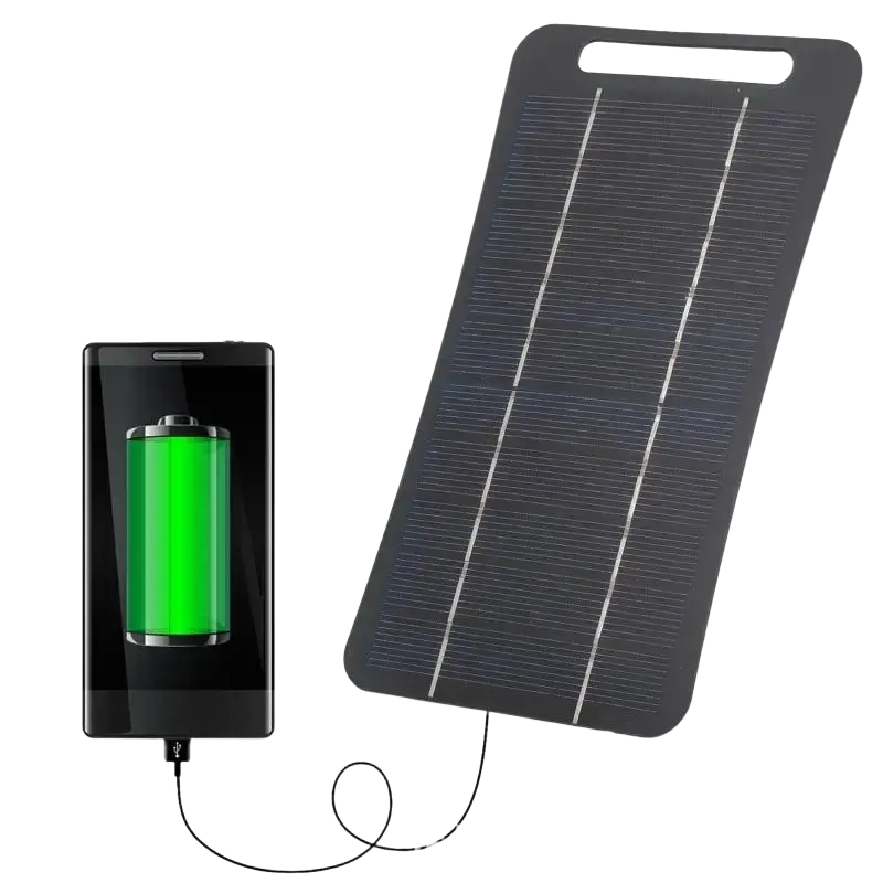 Black foldable solar panel with three silver lines and top handle for portable charging panel to stay connected outdoors