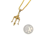 Gold-colored Poseidon trident pendant necklace in titanium steel with a textured chain for elegant wear