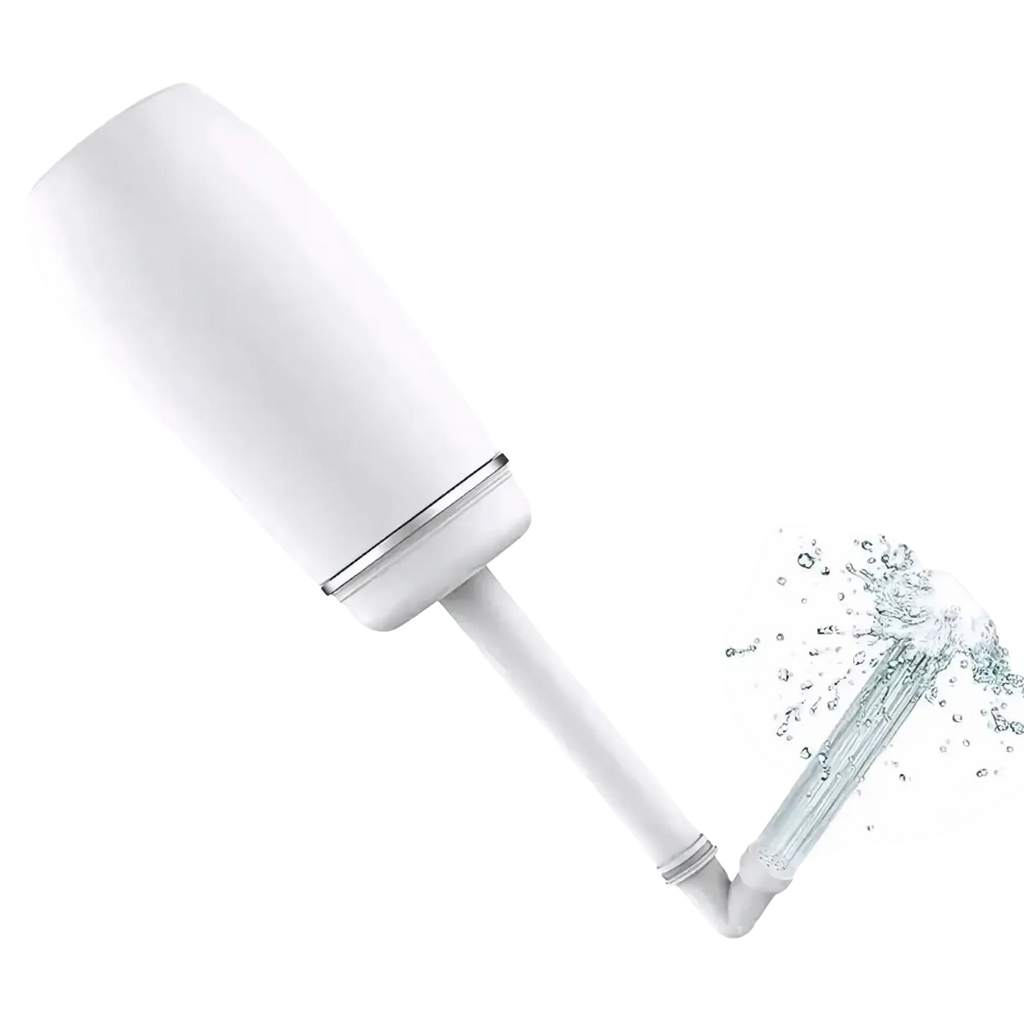 White ceramic toilet brush with metallic accent ring featuring a sleek modern design for postpartum perineal care