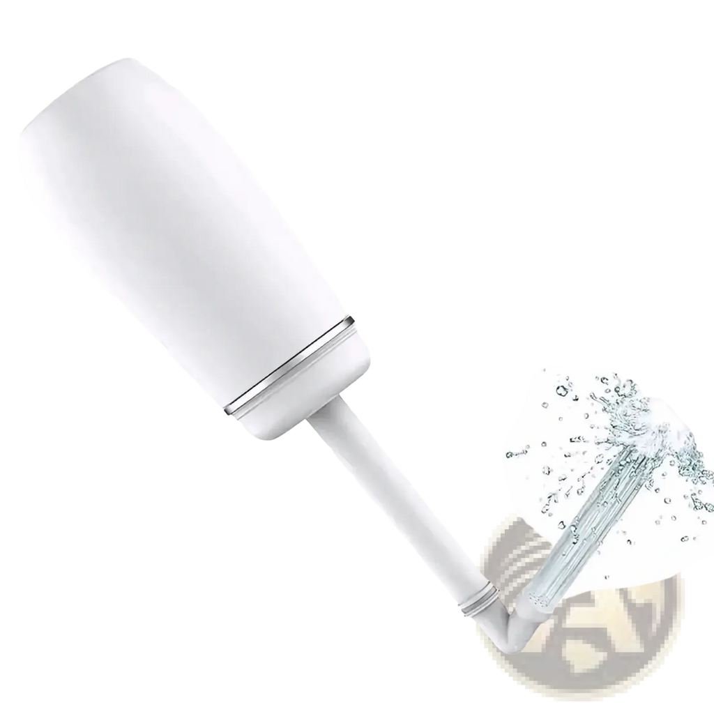 White ceramic toilet brush with metallic accent ring featuring a sleek modern design for postpartum perineal care