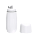 White ceramic postpartum perineal recovery spray bottle with sleek cylindrical body and silver metallic rim