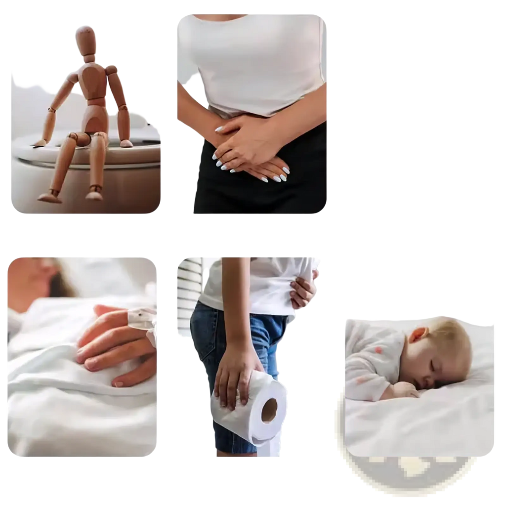 White toilet paper roll held in hand next to a postpartum perineal recovery spray bottle for gentle healing care