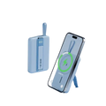 Light blue mee power bank 10000mah magnetic wireless fast charger with digital display 100 percent 5v=3a 9v=2a and carrying loop
