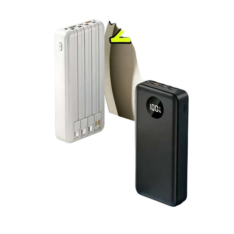 White and black taepiaai power bank 20000mah with 120w fast charging multiple ports and digital display 5v2a output