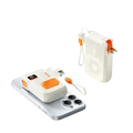 White and orange power bank 20000mah with integrated usb-c cable and built-in port for wireless energy storage charger