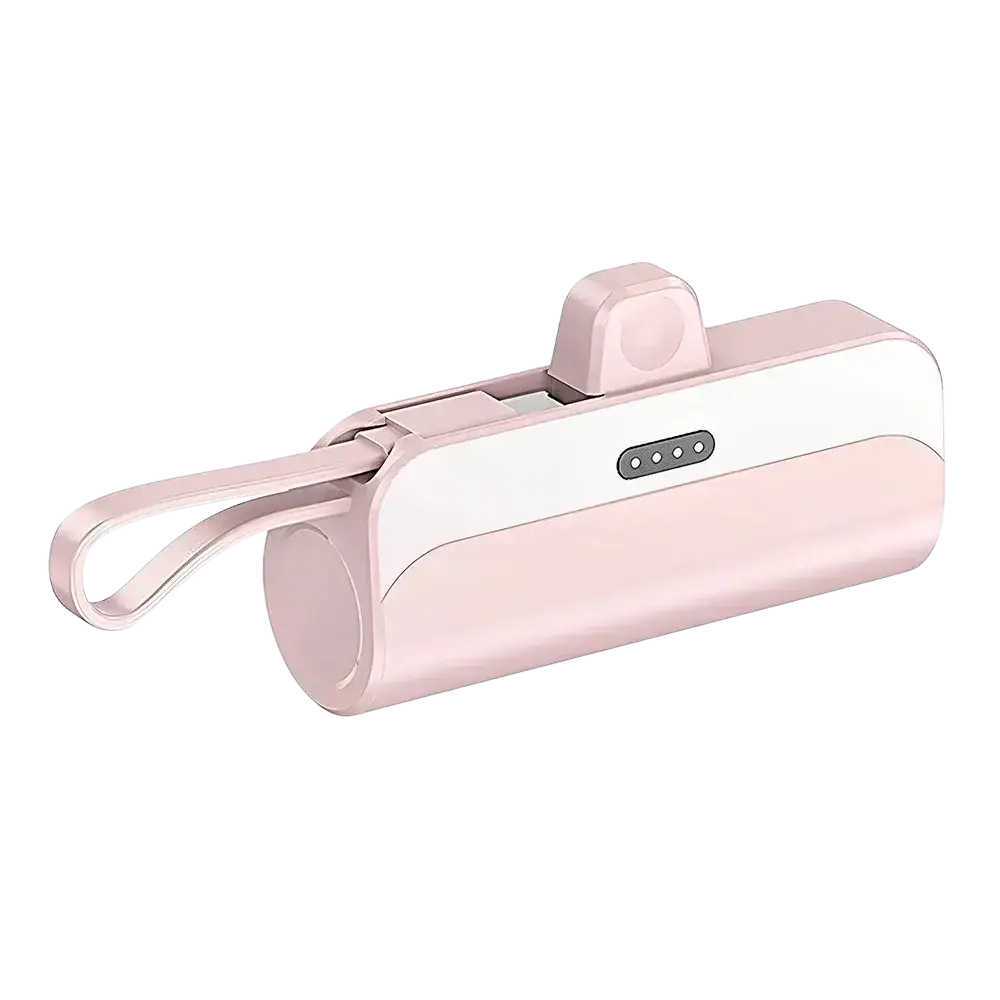 Power bank 20000mah portable dual usb c charger in pink and white with sleek compact design and integrated carrying loop