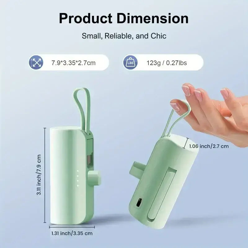 A sleek mint green power bank 20000mAh with dual USB and integrated carrying loop for mobile power