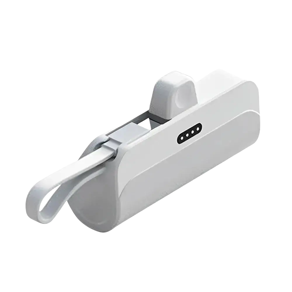 White plastic power bank 20000mah portable dual usb c charger with sleek compact design and carrying loop