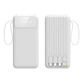 White rectangular portable power bank 50000mah fast charging with digital display and five usb ports including yellow lightning port