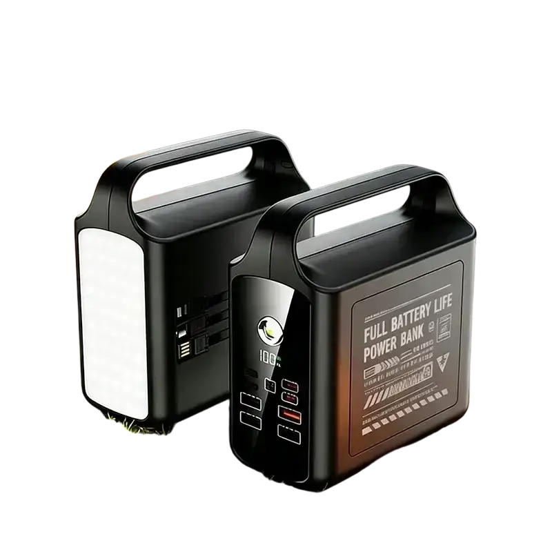 Black power bank 50000mah portable power with built-in led light multiple usb ports for outdoor charging