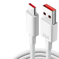 White usb-c to usb-a charging cable with red connectors and 10a print for power bank 50000mah portable power use