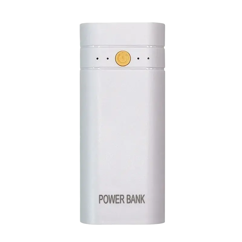 White rectangular power bank box with gold power button and 6000mah for phone electronic charging including batteries