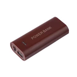 Maroon power bank case with matte finish and engraved power bank text designed for 2-cell 18650 batteries