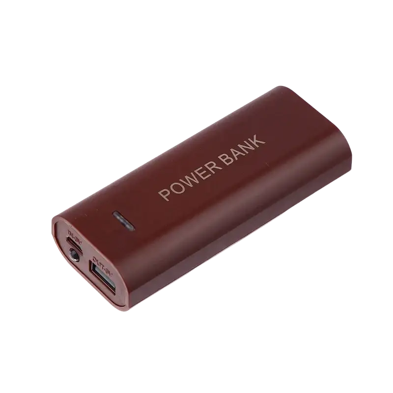 Burgundy matte power bank case with engraved power bank text designed for diy 2slot 18650 battery box use