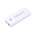 White rectangular power bank case with smooth plastic finish and gray power bank lettering for 2slot 18650 battery box